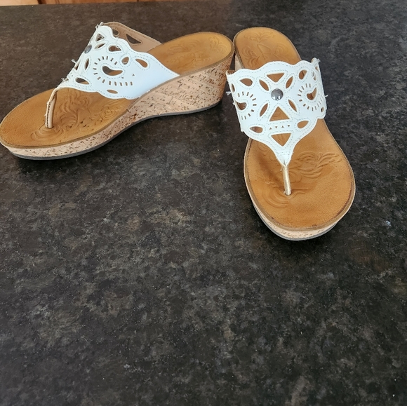 white clark sandals on sale